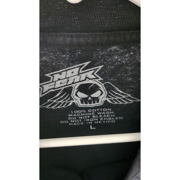 No Fear Tshirt - Large Men's - Y2K 90s Style Vintage No Fear Skull Tee- Green - Picture 3 of 3